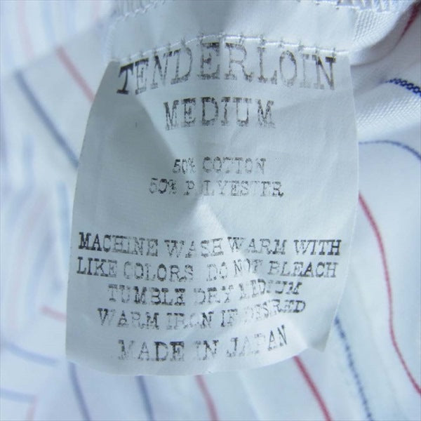 TENDERLOIN テンダーロイン ロゴワッペン ストライプ ワークシャツ 長袖シャツ 白系 M【中古】