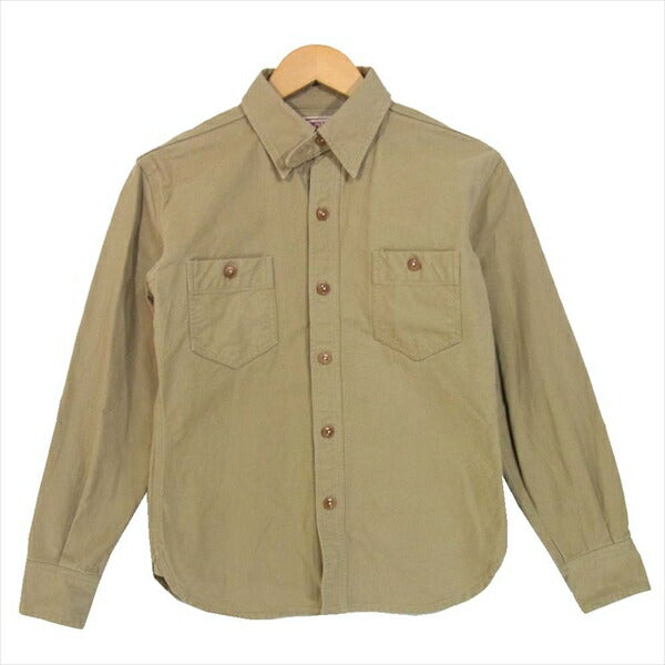 DELUXE デラックス コットン ワーク シャツ ポケット コットンシャツ ワークシャツ ベージュ系 S【中古】