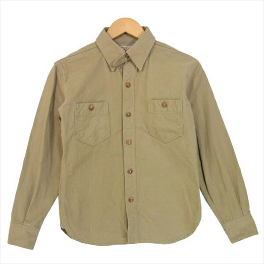 DELUXE デラックス コットン ワーク シャツ ポケット コットンシャツ ワークシャツ ベージュ系 S【中古】