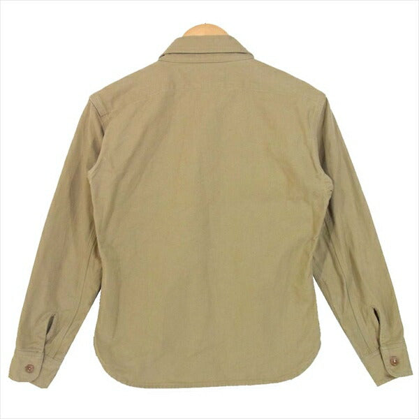 DELUXE デラックス コットン ワーク シャツ ポケット コットンシャツ ワークシャツ ベージュ系 S【中古】