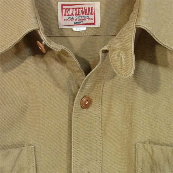 DELUXE デラックス コットン ワーク シャツ ポケット コットンシャツ ワークシャツ ベージュ系 S【中古】