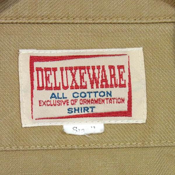 DELUXE デラックス コットン ワーク シャツ ポケット コットンシャツ ワークシャツ ベージュ系 S【中古】
