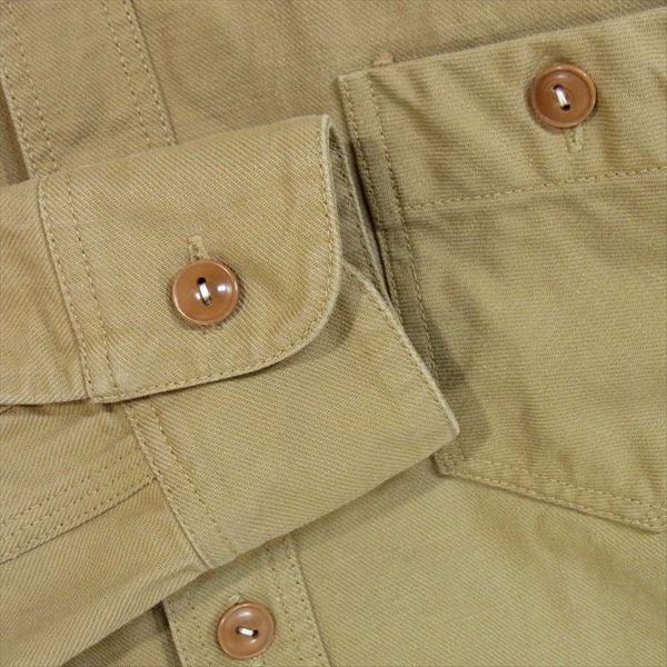 DELUXE デラックス コットン ワーク シャツ ポケット コットンシャツ ワークシャツ ベージュ系 S【中古】