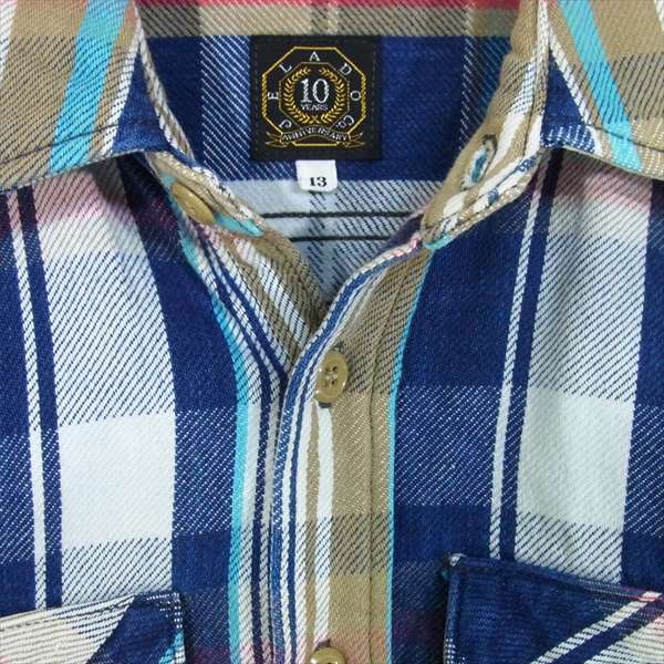 JELADO ジェラード 10周年記念 コットン レギュラーカラー チェックネルシャツ シャツ ブルー系 13【美品】【中古】