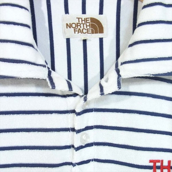 THE NORTH FACE ノースフェイス AT40803 茶タグ復刻 パイル生地 ポロ シャツ ポロシャツ 白×ネイビー系 M【中古】