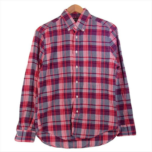 GITMAN BROS. for SHIPS ギットマンブラザーズフォーシップス SHIPS別注 BD ボタンダウン チェック 長袖シャツ レッド系 15 1/2R【中古】