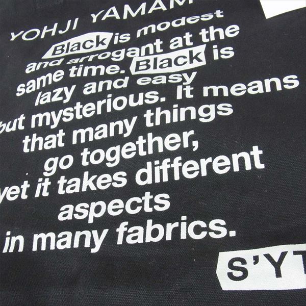 Yohji Yamamoto ヨウジヤマモト S'YTE ロゴ プリント キャンバス トートバッグ 黒系【新古品】【未使用】【中古】