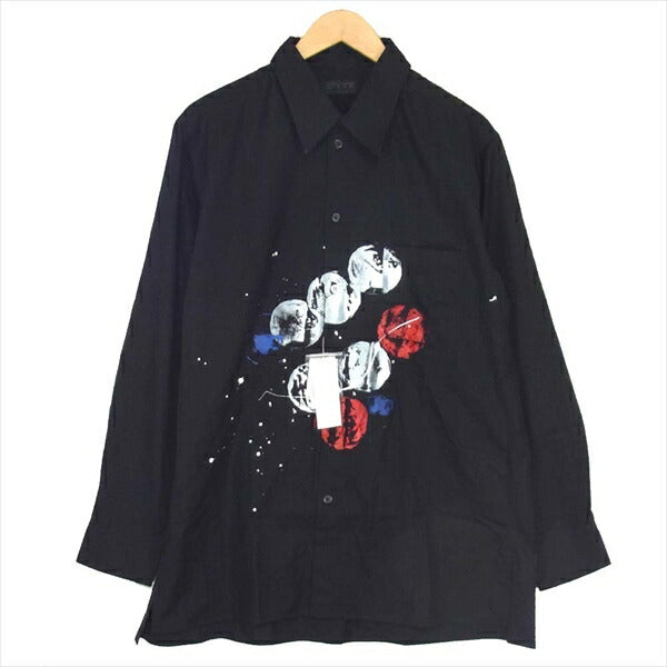 Yohji Yamamoto ヨウジヤマモト UB-B56-084 S'YTE 100/2 Broad Splash Paint Processing Shirt ブロード スプラッシュペイント 長袖シャツ 黒系 4【新古品】【未使用】【中古】