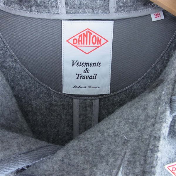 Danton ダントン JD-8245 ウール モッサ フード レディース コート グレー系 36【中古】
