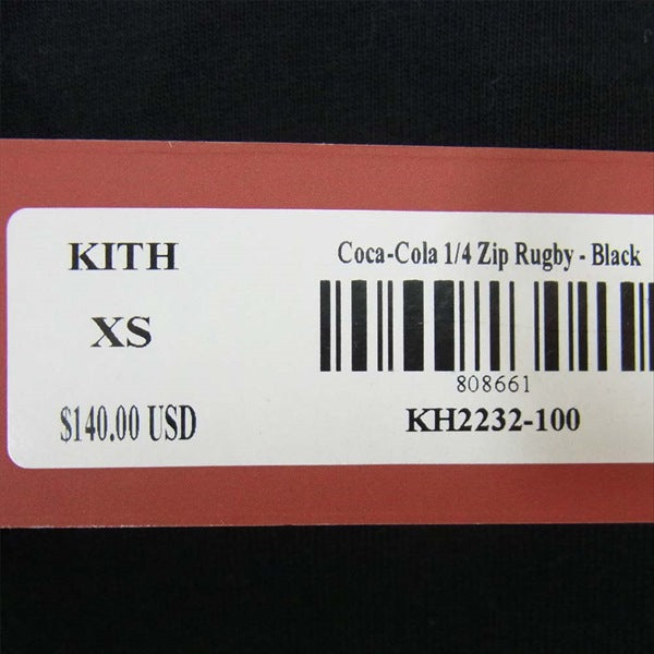 KITH キス × コカ コーラ Coca-Cola 1/4 Zip Rugby スウェット ブラック系 XS【新古品】【未使用】【中古】