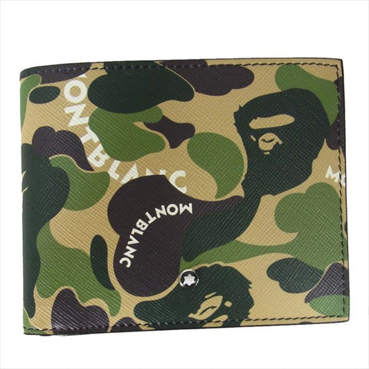 A BATHING APE アベイシングエイプ × モンブラン MONTBLANC PORTFOLIO 財布 カーキ(オリーブグリーン)系【新古品】【未使用】【中古】