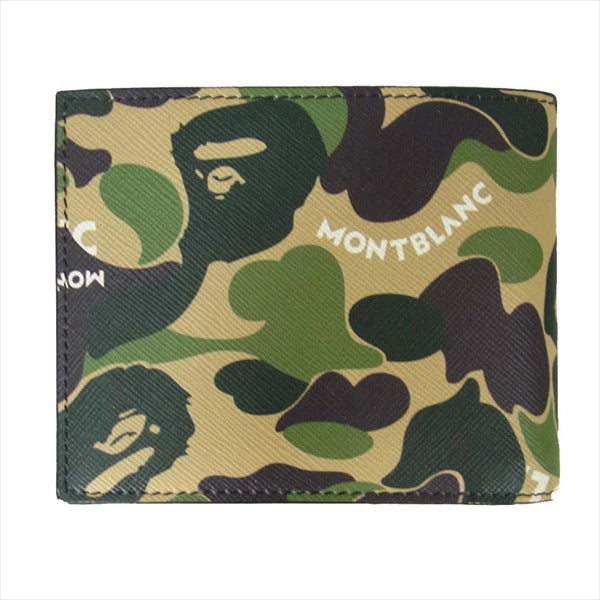 A BATHING APE アベイシングエイプ × モンブラン MONTBLANC PORTFOLIO 財布 カーキ(オリーブグリーン)系【新古品】【未使用】【中古】