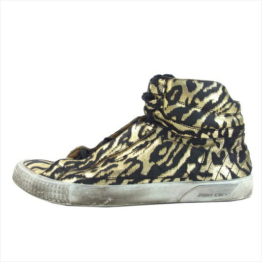JIMMY CHOO ジミーチュウ ハイカット スニーカー ゴールド系 43【中古】