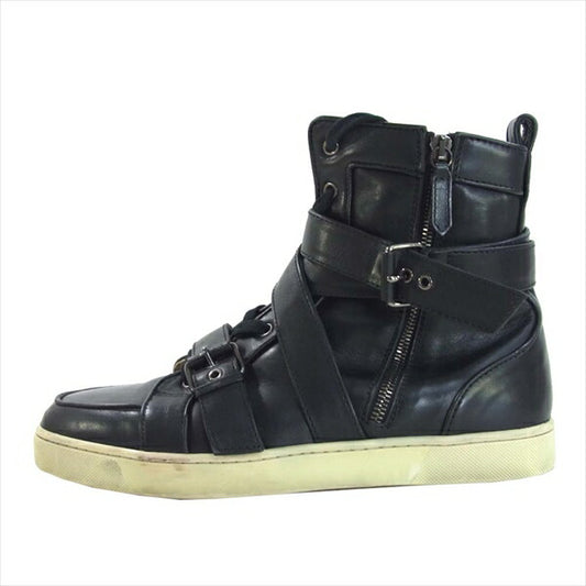 Christian Louboutin クリスチャンルブタン ベルテッド サイドジップ ハイカット  スニーカー 黒系 43【中古】
