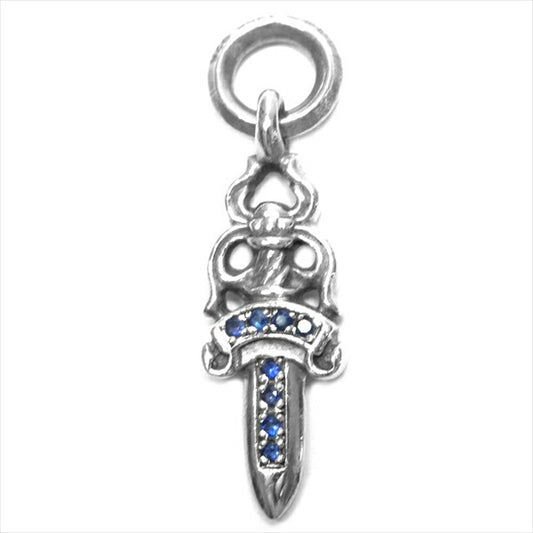 CHROME HEARTS クロムハーツ（原本無） ダガー チャーム パヴェ サファイア ペンダントトップ シルバー -【中古】