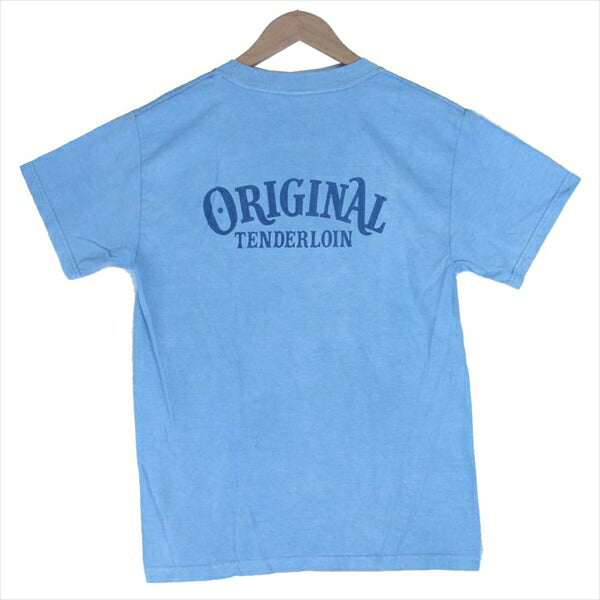 TENDERLOIN テンダーロイン T-TEE ZIG ZAG 藍染 加工 プリント Tシャツ 水色系 Ｓ【中古】