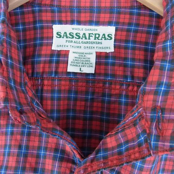 SASAFRAS ササフラス チェック ワーク 長袖シャツ レッド系 L【美品】【中古】