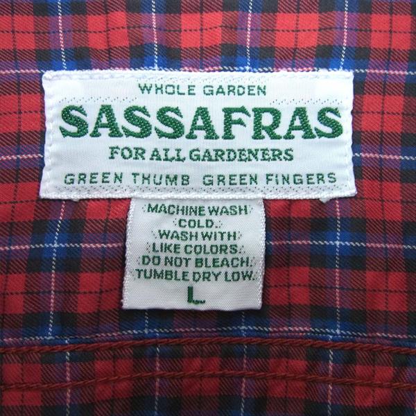 SASAFRAS ササフラス チェック ワーク 長袖シャツ レッド系 L【美品】【中古】