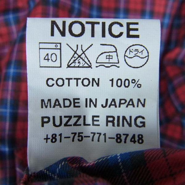 SASAFRAS ササフラス チェック ワーク 長袖シャツ レッド系 L【美品】【中古】