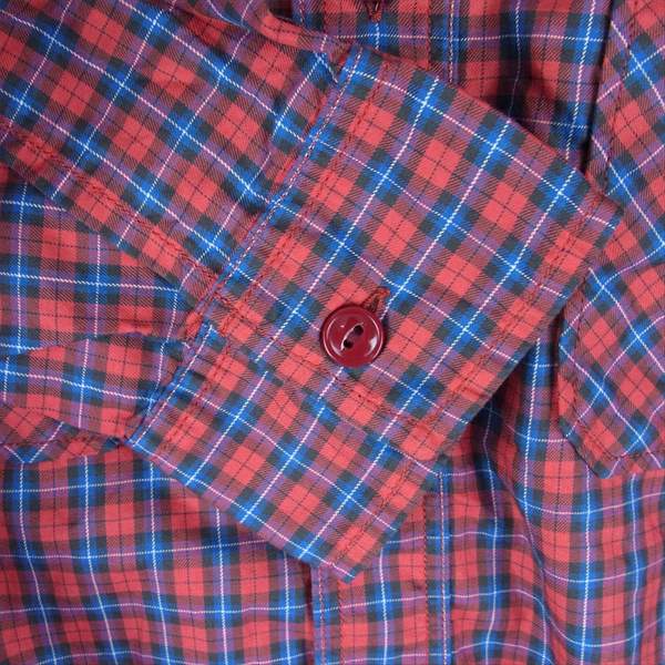 SASAFRAS ササフラス チェック ワーク 長袖シャツ レッド系 L【美品】【中古】