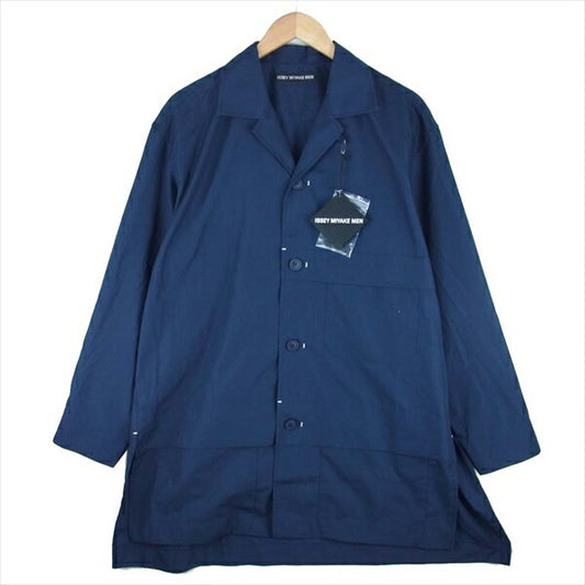 ISSEY MIYAKE イッセイミヤケ ME01-FJ112-75 オープンカラー シャツ コート ネイビー系 3【極上美品】【中古】