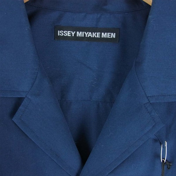 ISSEY MIYAKE イッセイミヤケ ME01-FJ112-75 オープンカラー シャツ コート ネイビー系 3【極上美品】【中古】