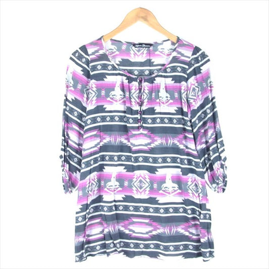 HYSTERIC GLAMOUR ヒステリックグラマー 0112AH04 スカル レーヨン 総柄 ブラウス レディース ピンク系【中古】