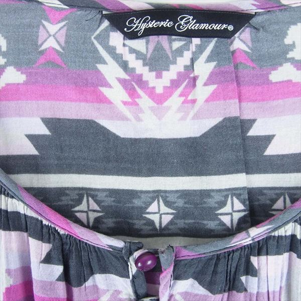 HYSTERIC GLAMOUR ヒステリックグラマー 0112AH04 スカル レーヨン 総柄 ブラウス レディース ピンク系【中古】
