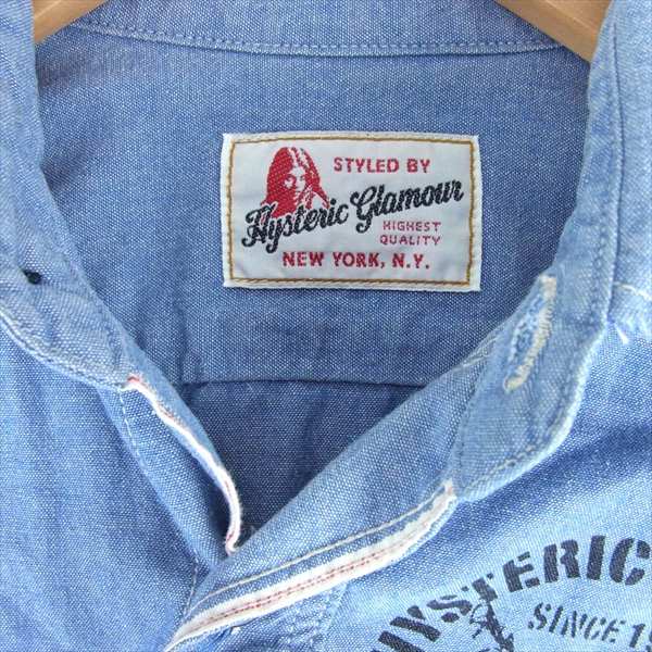 HYSTERIC GLAMOUR ヒステリックグラマー 0132AH08 プリント ワーク レディース 長袖シャツ インディゴブルー系【中古】