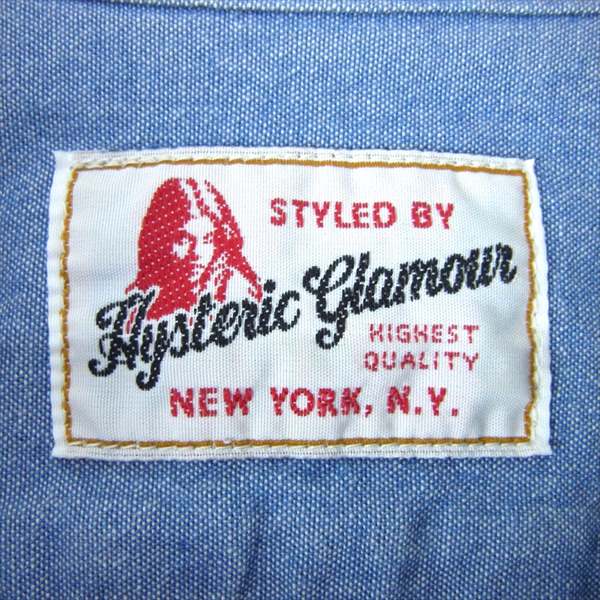 HYSTERIC GLAMOUR ヒステリックグラマー 0132AH08 プリント ワーク レディース 長袖シャツ インディゴブルー系【中古】
