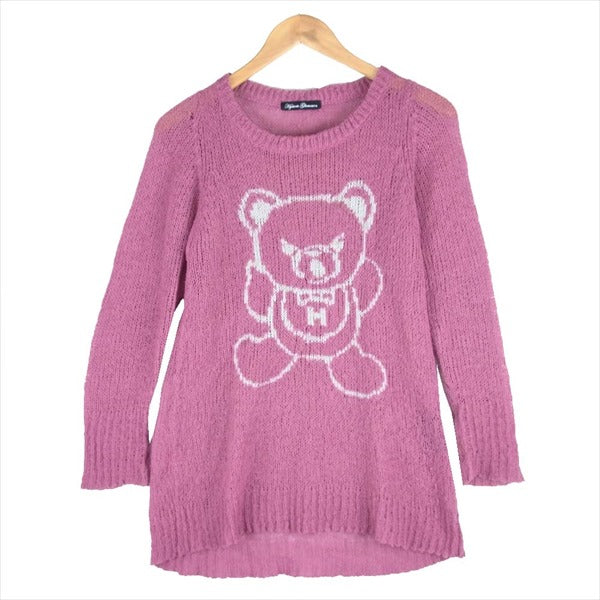 HYSTERIC GLAMOUR ヒステリックグラマー 0123NS05 ファックベア モヘア混 レディース ニット ピンク系【中古】