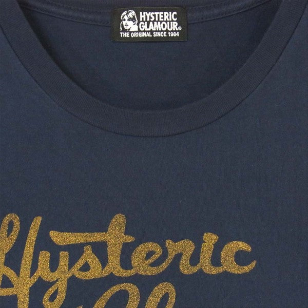 HYSTERIC GLAMOUR ヒステリックグラマー 01173CL11 クルーネック ガールプリント 長袖 レディース ネイビー系 FREE【中古】