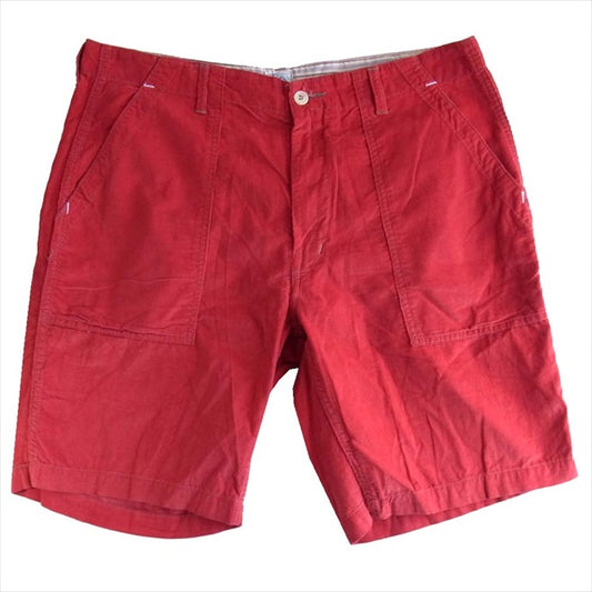 POST OVERALLS ポストオーバーオールズ コーデユロイ ショーツ ショートパンツ レッド系【中古】