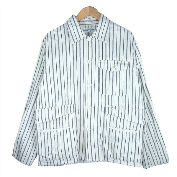 SASAFRAS ササフラス SEEDS CARRY JACKET ストライプ カバーオール ジャケット ベージュ系 L【中古】