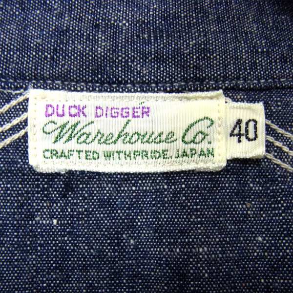 WAREHOUSE ウエアハウス DUCK DIGGER バンドカラー 日本製 コットン シャンブレー ブルー系 40【中古】