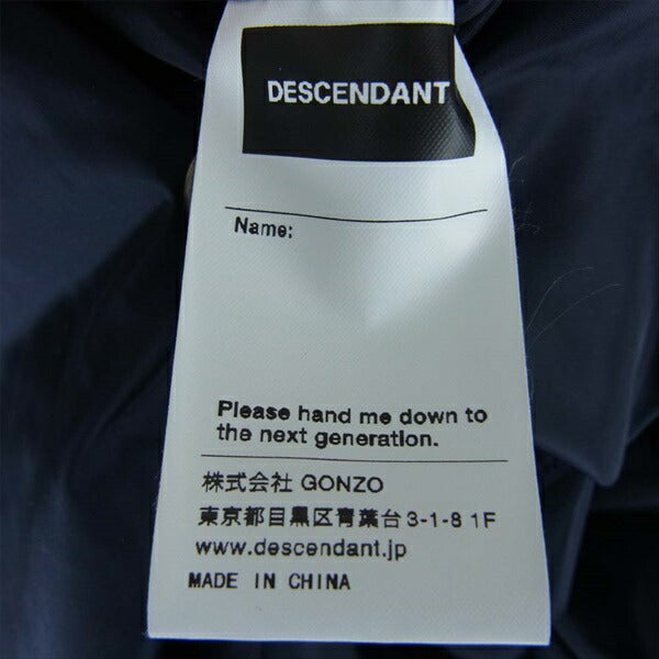 DESCENDANT ディセンダント 20SS PE NYLON JACKET ナイロン コーチ ジャケット ネイビー系 2【美品】【中古】