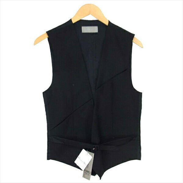 DIOR HOMME ディオールオム 9E3160500687-C900 09SS クリスヴァンアッシュ期 ウール デザイン ベスト ジレ 黒系 44【新古品】【未使用】【中古】