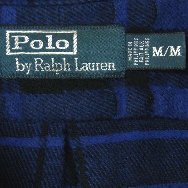 POLO RALPH LAUREN ポロ・ラルフローレン ヘビーネル ノルディック総柄 チェック 長袖シャツ ブルー系 M【中古】