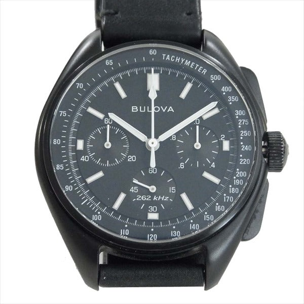BULOVA ブローバ 98A186 ムーンウォッチ クロノグラフ 自動巻き 時計 ウォッチ ブラック系【中古】
