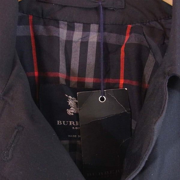 BURBERRY バーバリー 英国製 裏ノバチェック レディース ステンカラーコート ネイビー系【中古】