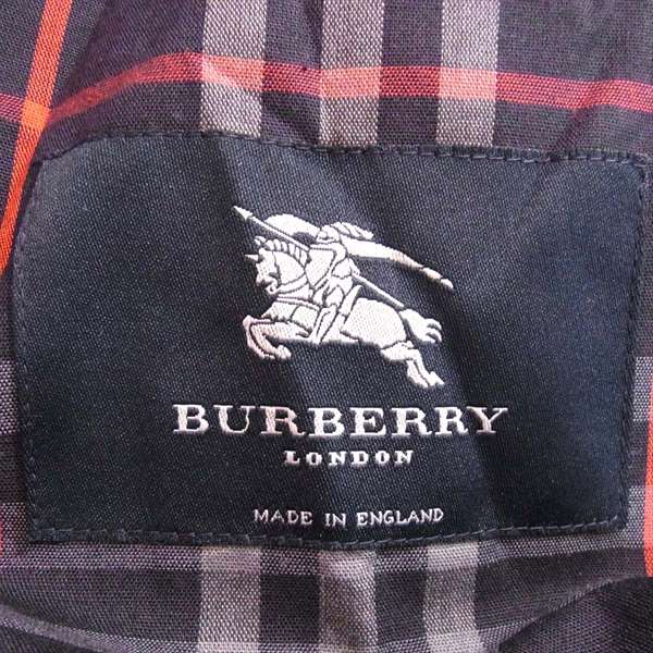 BURBERRY バーバリー 英国製 裏ノバチェック レディース ステンカラーコート ネイビー系【中古】