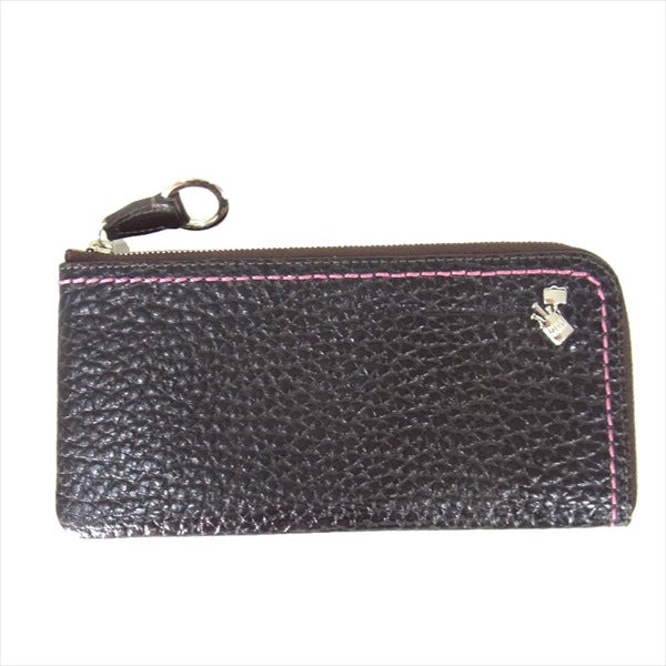 PELLE BORSA ペレボルサ レザー 長財布 ワンポイント 型押し 財布 ブラウン系【新古品】【未使用】【中古】