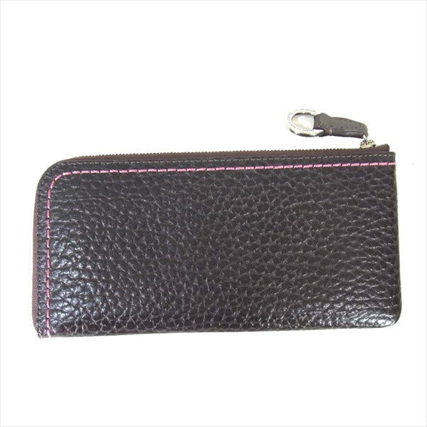 PELLE BORSA ペレボルサ レザー 長財布 ワンポイント 型押し 財布 ブラウン系【新古品】【未使用】【中古】