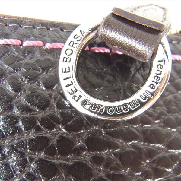 PELLE BORSA ペレボルサ レザー 長財布 ワンポイント 型押し 財布 ブラウン系【新古品】【未使用】【中古】