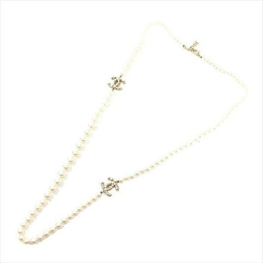 CHANEL シャネル A14 ココマーク フェイクパール ロング レディース ネックレス  ホワイト系【中古】