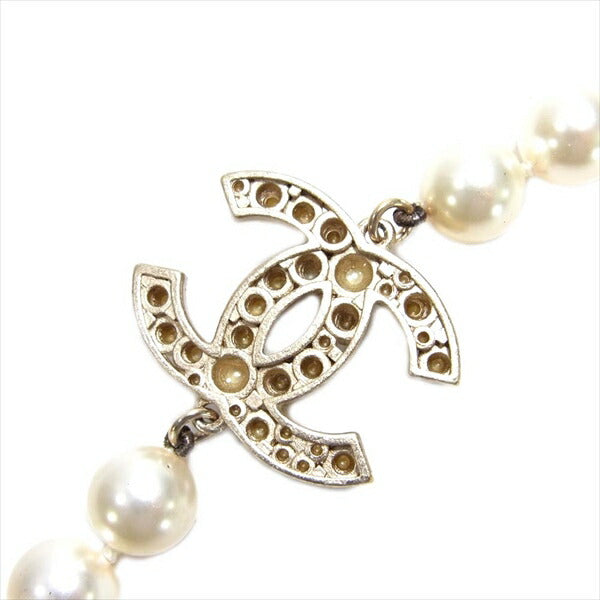 CHANEL シャネル A14 ココマーク フェイクパール ロング レディース ネックレス  ホワイト系【中古】