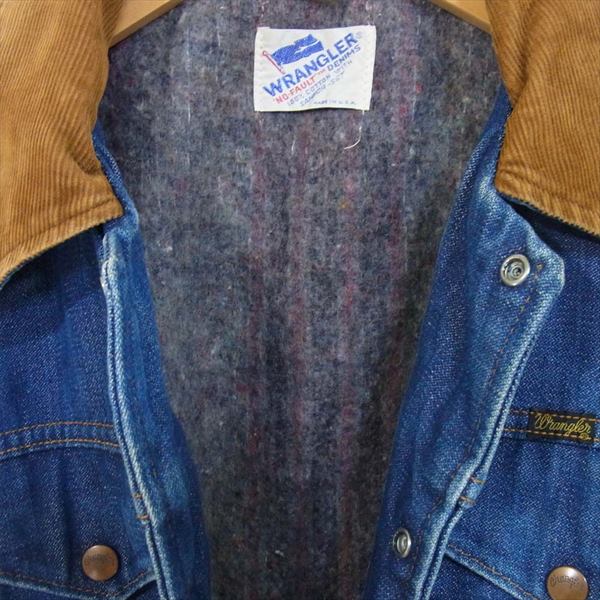 Wrangler ラングラー USA製 裏地ブランケット デニム ジャケット Gジャン デニム ジャケット インディゴブルー系 表記無【中古】