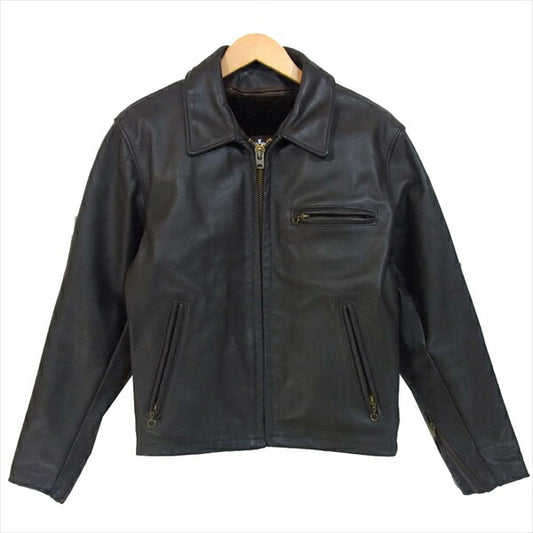 schott ショット 着脱可能ボアライナー付き シングル ライダース レザー ジャケット ダークブラウン系 38【中古】