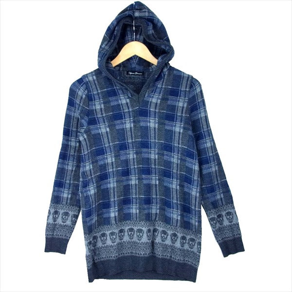 HYSTERIC GLAMOUR ヒステリックグラマー 0193NO04 チェック スカル ニット パーカー レディース パーカー グレー系 FREE【中古】
