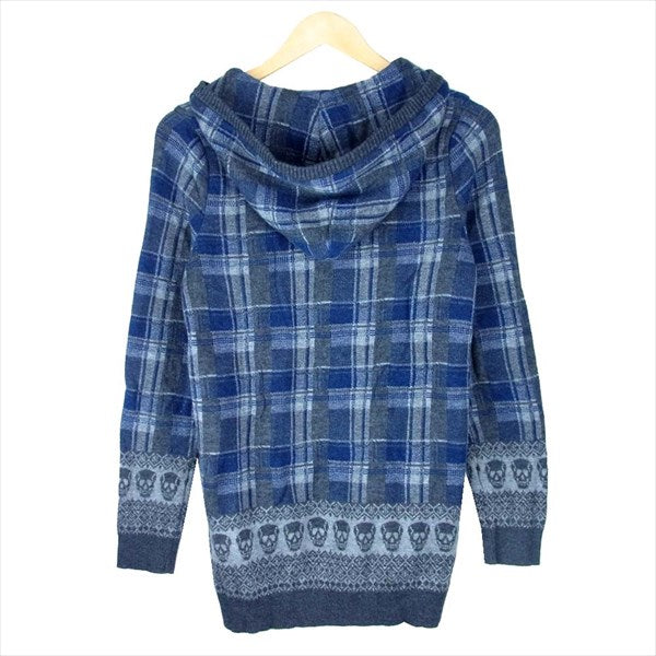 HYSTERIC GLAMOUR ヒステリックグラマー 0193NO04 チェック スカル ニット パーカー レディース パーカー グレー系 FREE【中古】